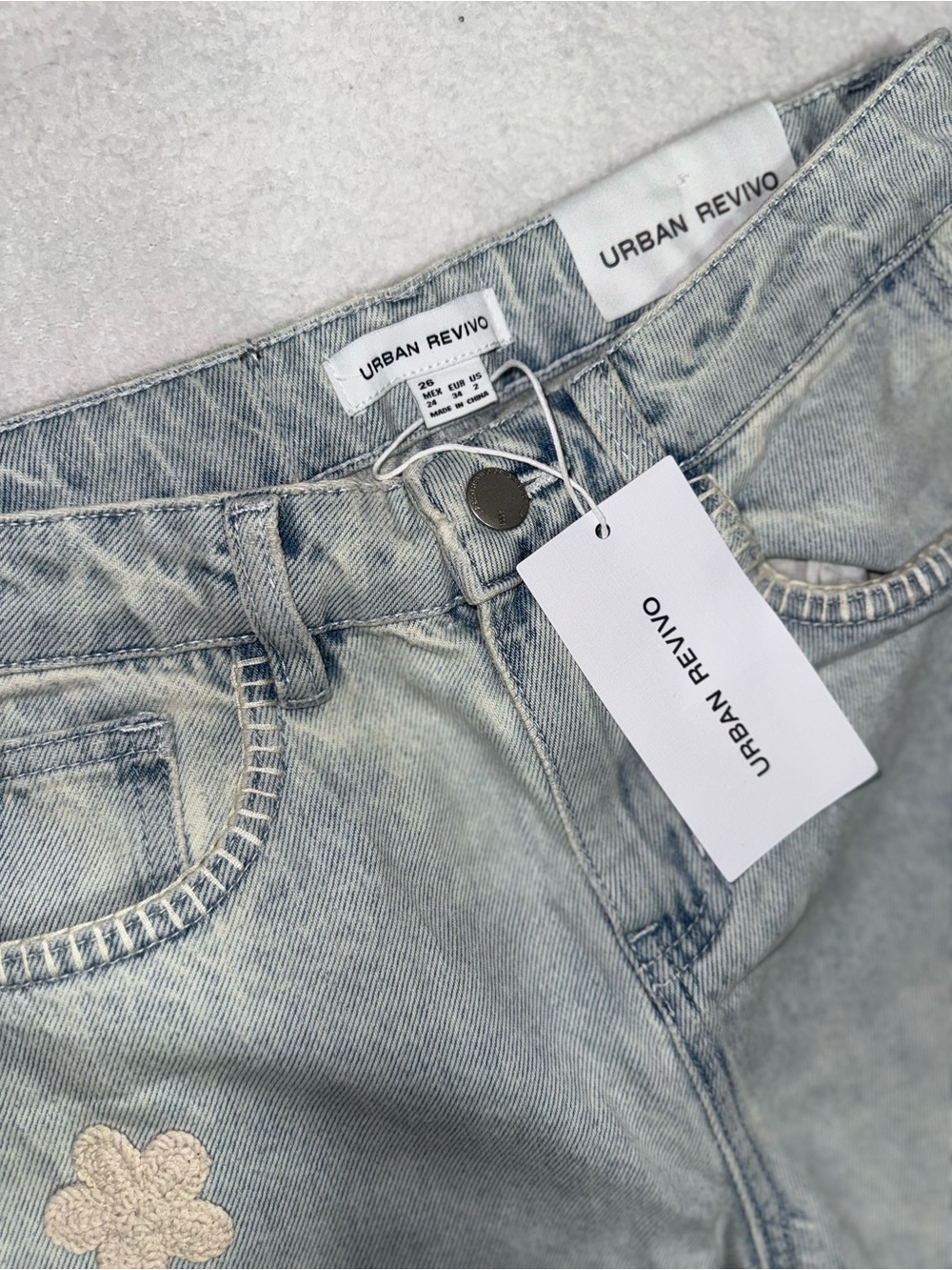 Embroidered Light Wash Wide-Leg Jeans - Women - Picture 6 of 6